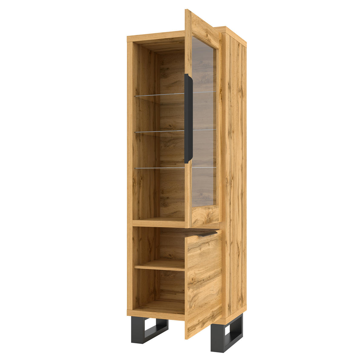 VITRINE in Eiche Wotan, Eiche - Eiche Wotan, Holzwerkstoff (64/190/45cm) - MASSENO
