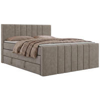 BOXSPRINGBETT INERO DUO KING 180/200 - Greige Stukture - Topper Visco - H3 - Greige/Schwarz, Kunststoff/Textil (180/200cm) - MKS