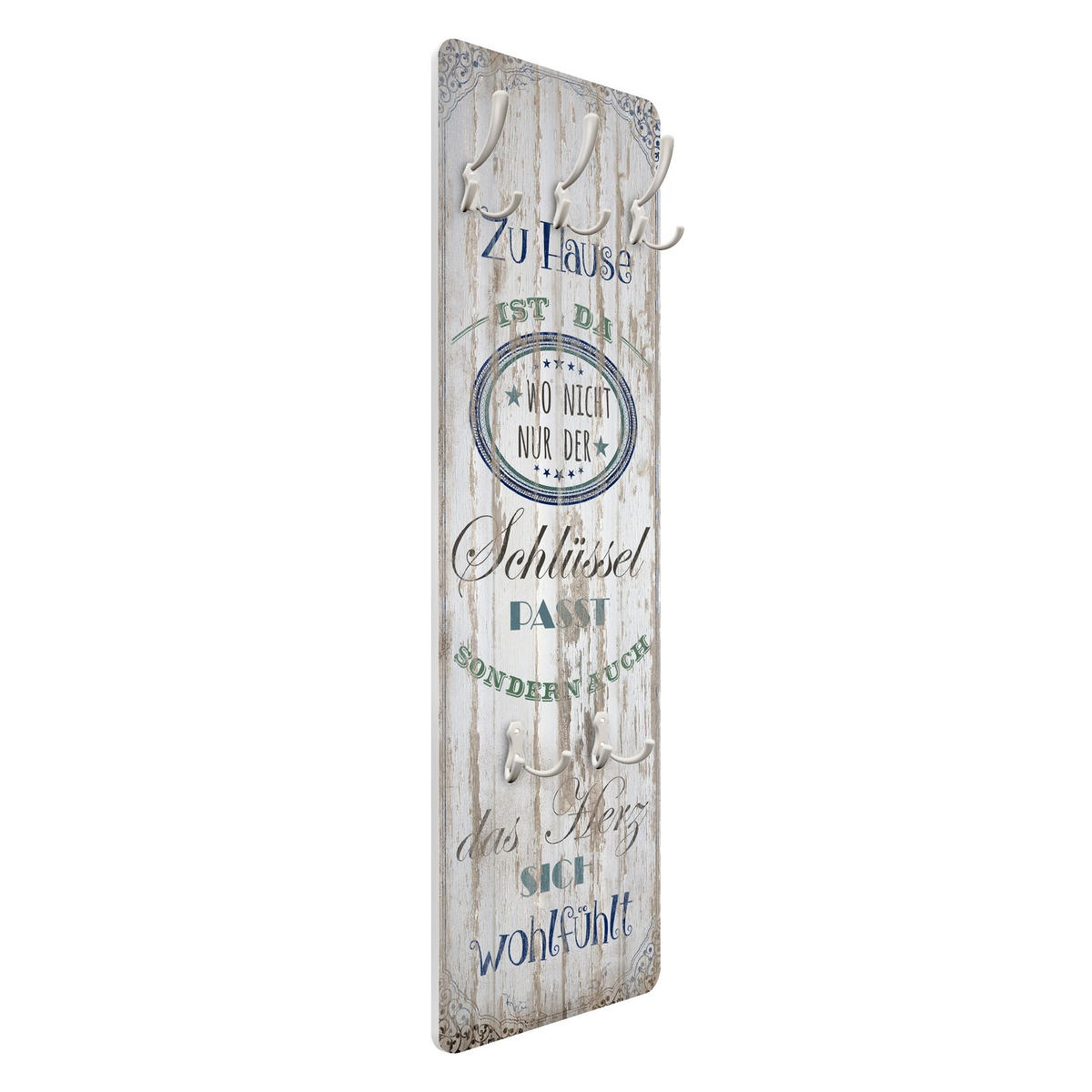 WANDGARDEROBE - Zu Hause ist da 34/105 cm - Blau, Holzwerkstoff (34/105/1.6cm) - Bilderwelten