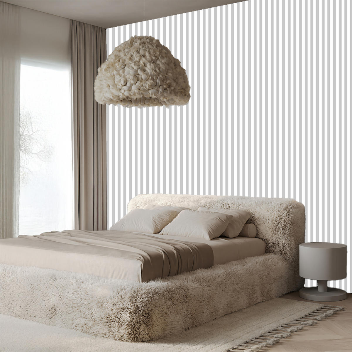 VLIESTAPETE Vertikale Streifen – Grau, Weiß – 50x1000 cm - Weiß/Grau, Papier (50/1000cm) - Muralo