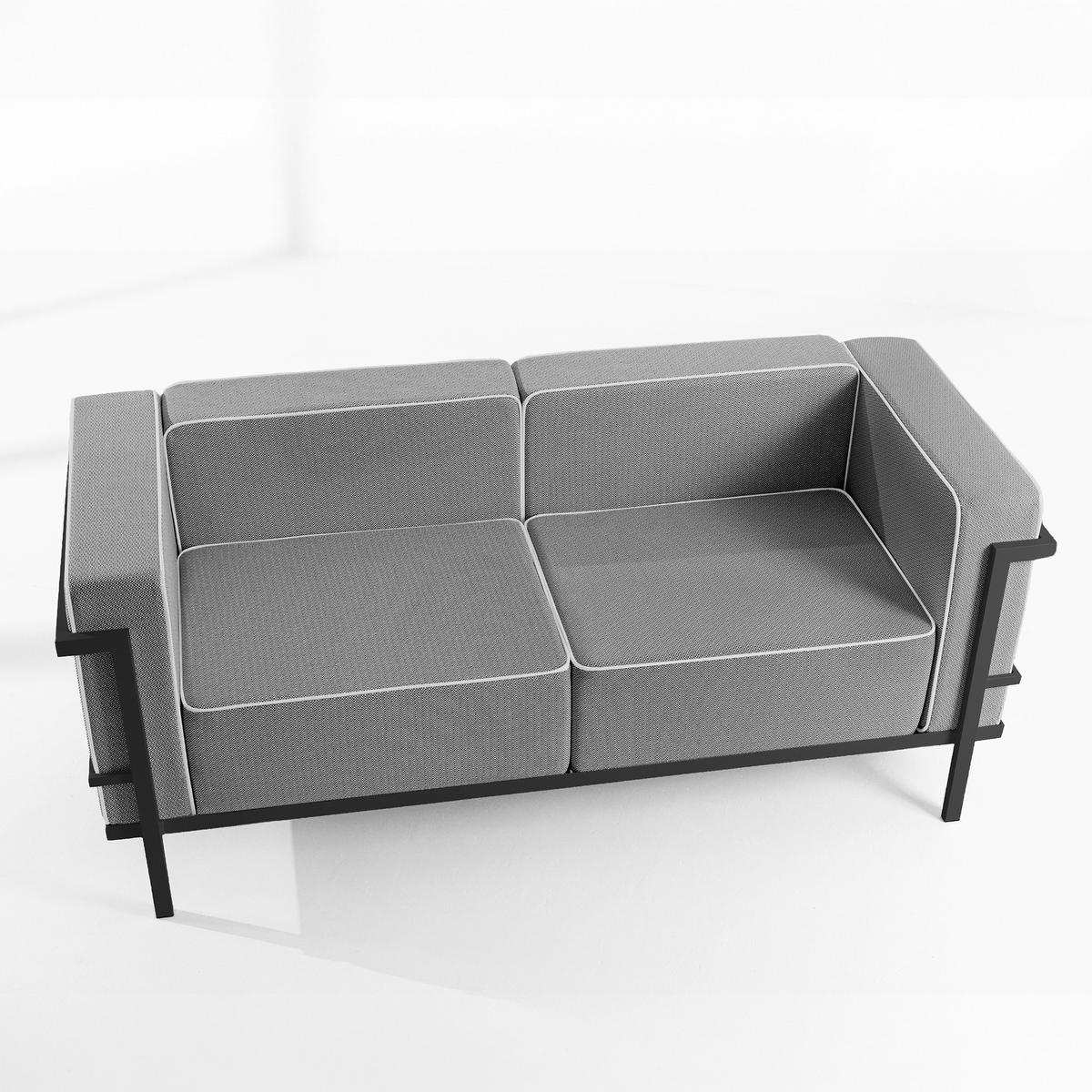 GARTENSOFA TRIGLO 2-Personen, Stahlrahmen, Modern, Dunkelgrau - Dunkelgrau/Schwarz, Textil/Metall (164/70/69cm) - KONSIMO®