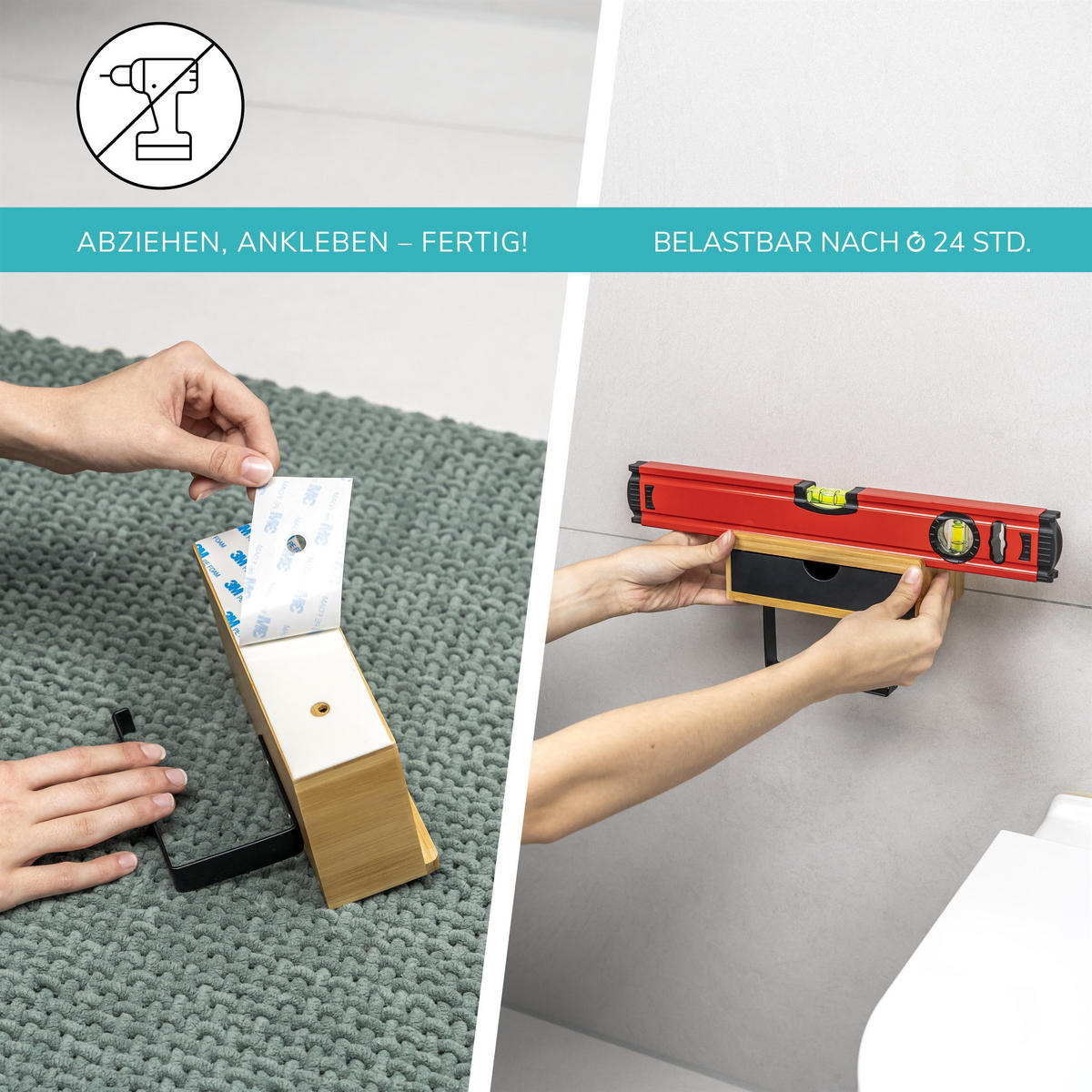 TOILETTENPAPIERHALTER, Bambus/Metall schwarz - Schwarz, Holz (18.5/13/10.5cm) - eluno