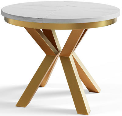 Alpi-Möbel Esszimmertisch Hellgrau, Gold 120x76x120 cm