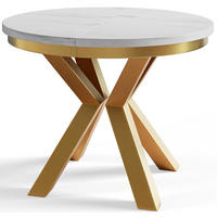 ESSZIMMERTISCH LOFT, ausziehbarer Tisch 120 cm/200 cm, Farbe: Hellgrau, mit Metallbeinen in Farbe Gold - Goldfarben/Hellgrau, Holzwerkstoff (120/120/76cm) - Alpi-Möbel