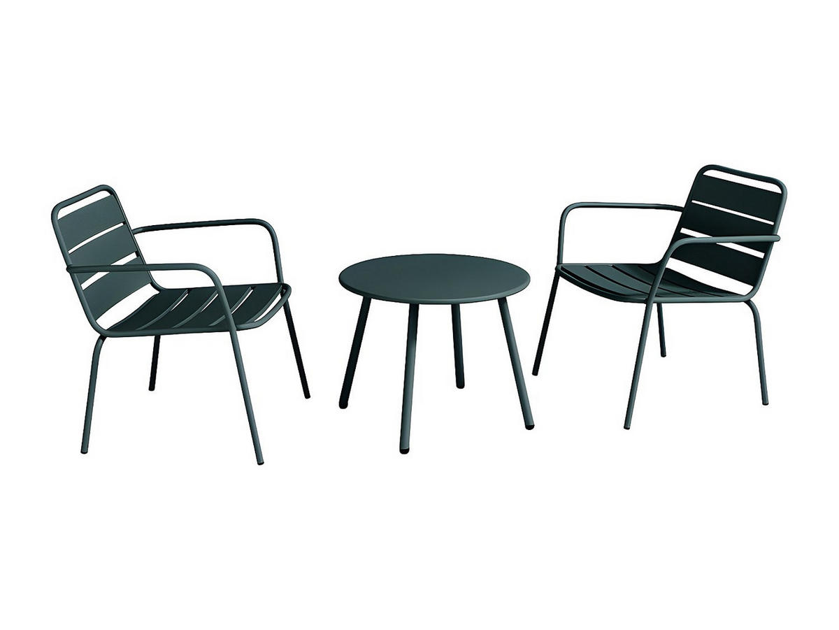 GARTENSITZGRUPPE im Set - 2 -Sitzer - Stahl - tannengrün - MIRMANDE - Waldgrün, Metall - Vente-Unique