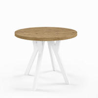 ESSTISCH ausziehbar rund ATO, 100-200 cm, Dekor Artisan, weiße Holzbeine - Dunkelbraun/Weiß, Holzwerkstoff/Buchenholz (100/100/77cm) - VENASI MÖBEL