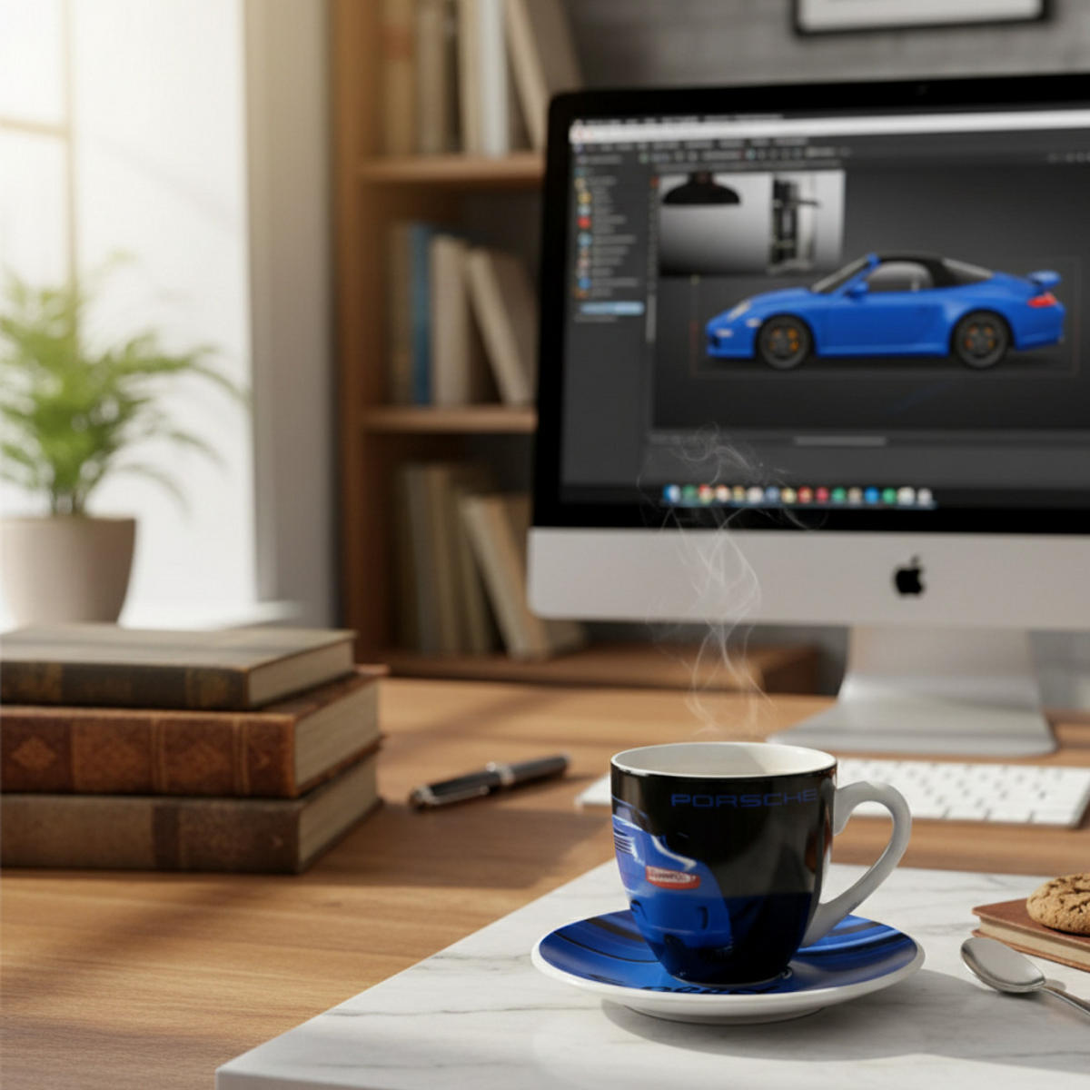 ESPRESSOTASSE Speedster Mehrfarbig Mit Untertasse - Blau, Keramik (0.08L) - Porsche