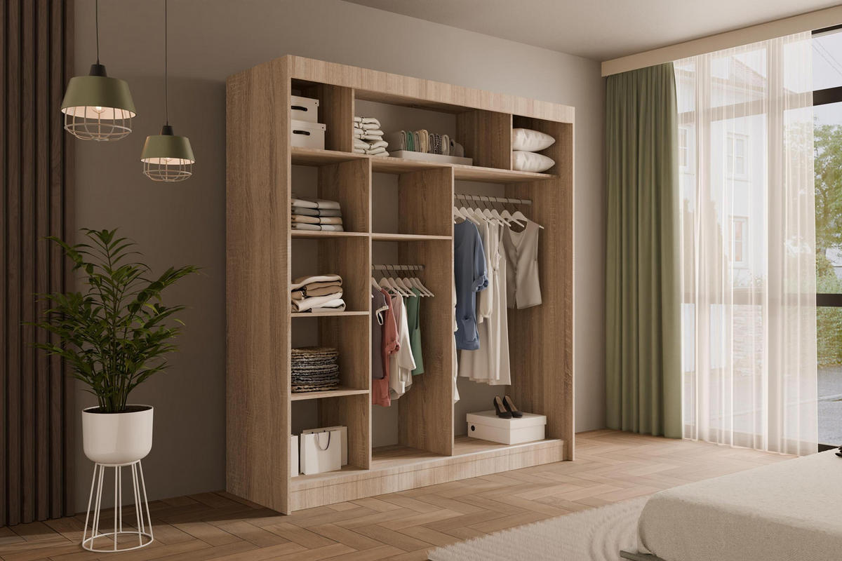 KLEIDERSCHRANK PAOKI - 200 cm - Sonoma Eiche - Sonoma Eiche, Holzwerkstoff (200/215/61cm) - ALTDECOR