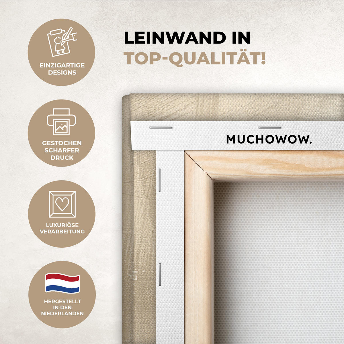 LEINWANDBILD Abstrakt - Geometrische Formen - Schwarz - Gold Wohnzimmer Groß 120x80 cm - Ecru, Textil (120/80cm) - MuchoWow