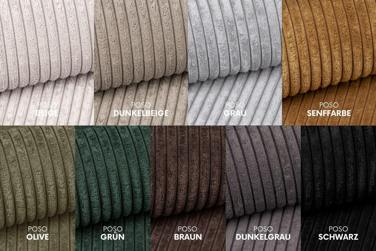 ECKSOFA Mit Schlaffunktion Und Bettkasten, Eckcouch BEST XL Stoff Poso Dicker Cord Schwarz Rechts - Schwarz, Holz/Kunststoff (274/83/142cm) - Kaiser Möbel