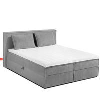 BOXSPRINGBETT ROTI mit Stauraum, hellgrau - Hellgrau/Schwarz, Holz/Holzwerkstoff (140/200cm) - KONSIMO®