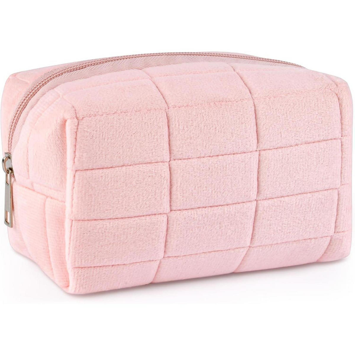 KULTURTASCHE gesteppt Baumwolle Blumenmuster Rosa - Rosa, Textil (10/9/17cm)