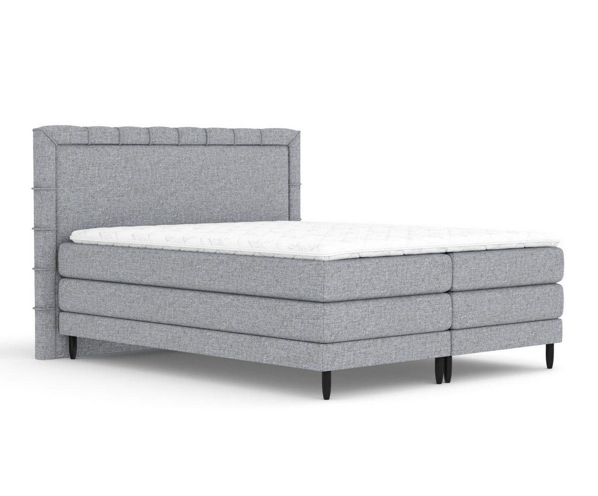 BOXSPRINGBETT Rimini Grau 200/200 cm mit Matratze und Topper - Schwarz/Grau, Holz/Holzwerkstoff (200/200cm) - Maison de Reve