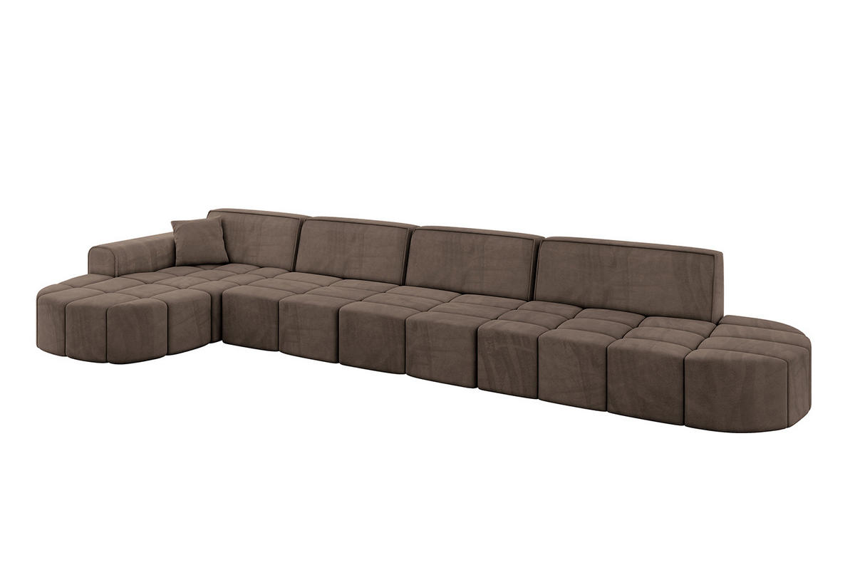 ECKSOFA Ottomane Links LIVO-L3 - 422x173x79,5 cm Braun - Braun, Holzwerkstoff/Textil (422/173cm) - ALTDECOR