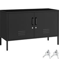 SIDEBOARD Baker, Kippschutz, höhenverstellbare Füße, schwarz - Schwarz, Metall (100/65/42.5cm) - tectake