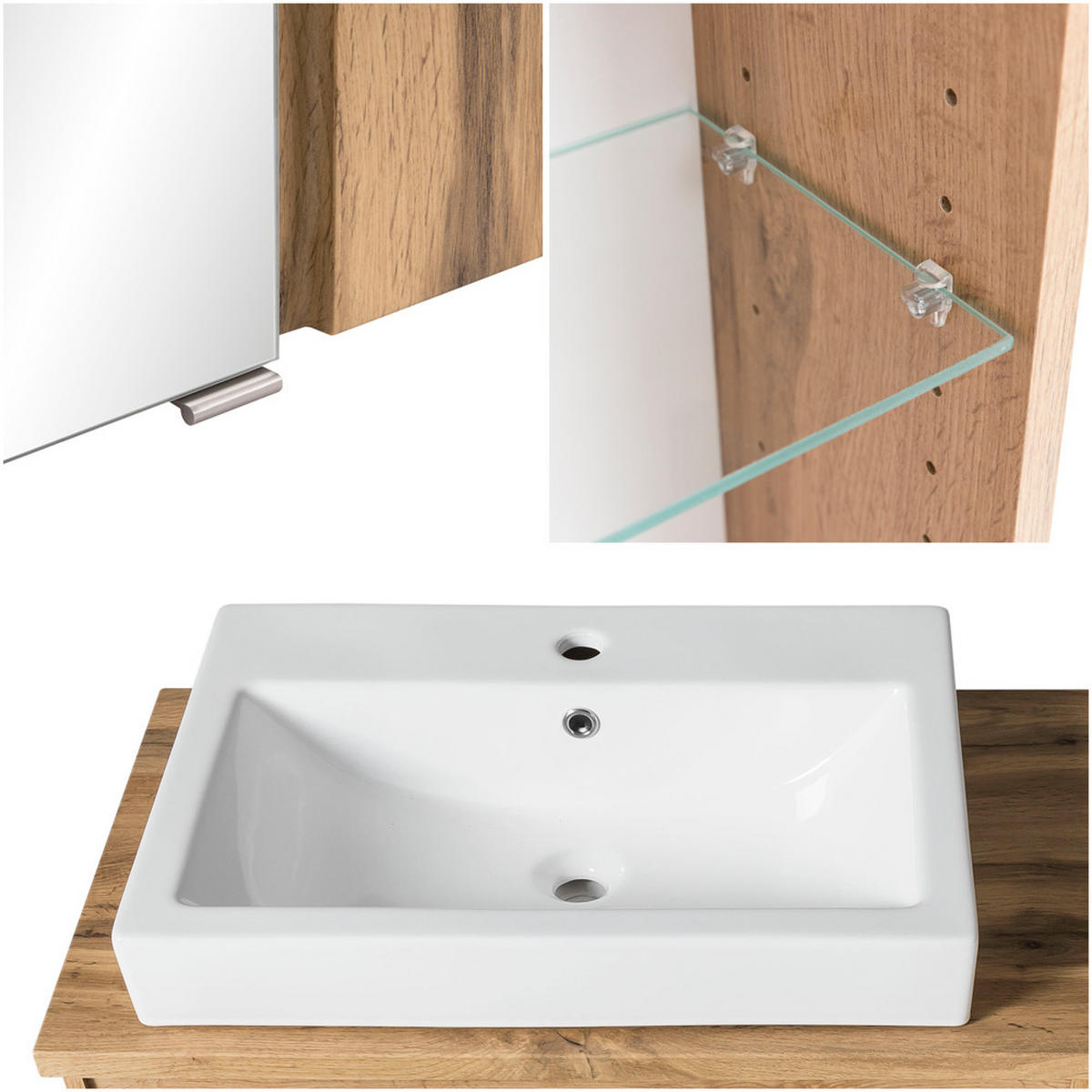 BADMÖBEL-SET 5-TLG. Vasto-03 - Grau, Holzwerkstoff (265/200/47cm) - Lomado