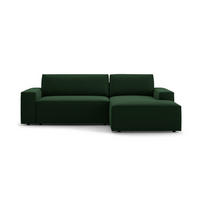 ECKSOFA ausklappbar rechts mit Container Jodie aus Samt flaschengrün 3 Sitzplätze - Dunkelgrün, Textil (151/246cm) - Micadoni