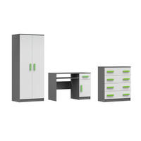 KINDERZIMMER-SET INGE V 3-teilig in Weiß+Grau/Grün - Weiß/Grau, Holzwerkstoff (270/50/192cm) - Deine Möbel 24