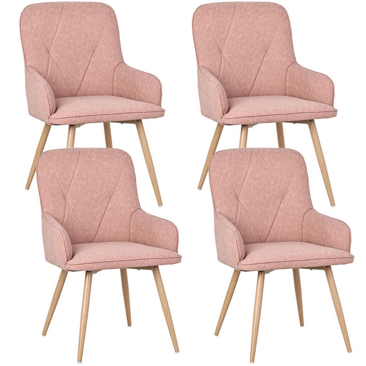 ARMLEHNSTUHL-SET 4 Stück in Lederlook(YZ3) - Pink, Textil (57/87/62cm) - HOMAVO