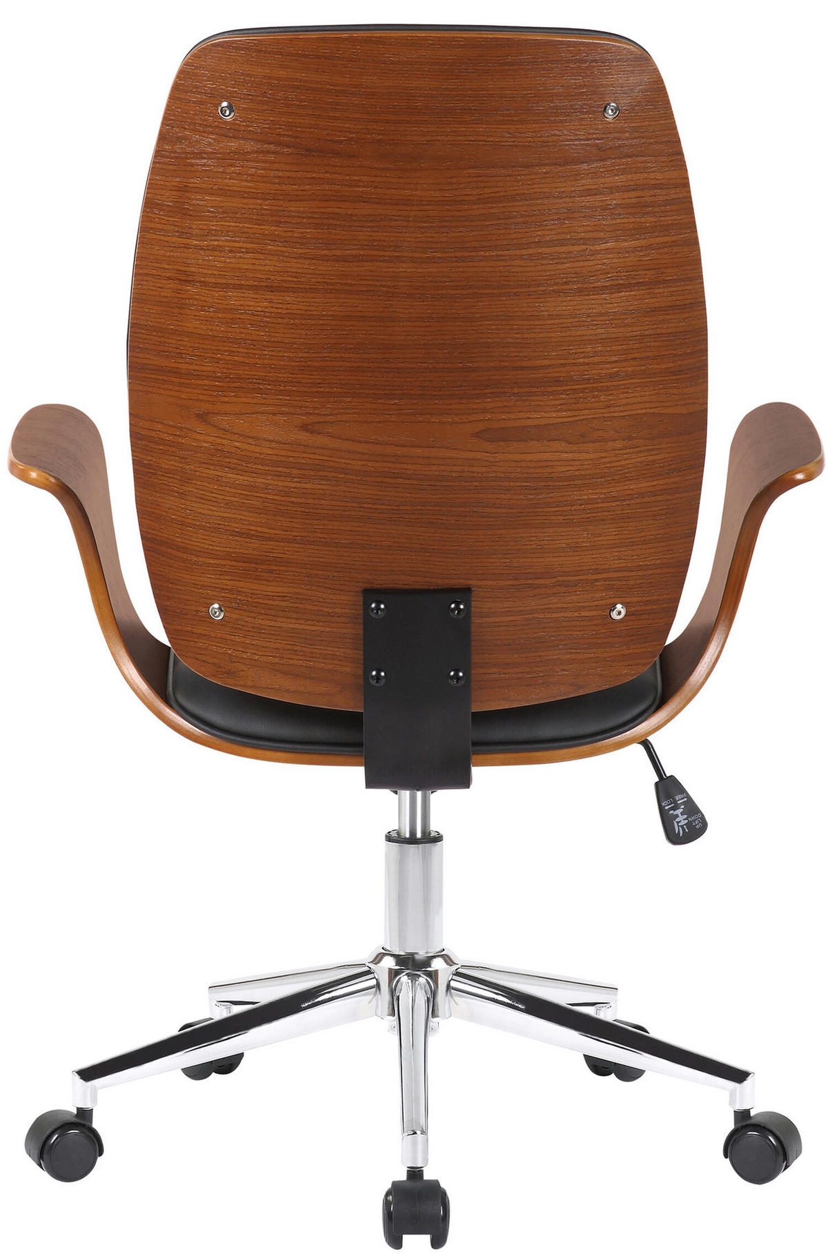 BÜROSTUHL Burton, Kunstleder Walnuss/Schwarz - Schwarz, Textil/Metall (67/101/68cm) - TPFLiving