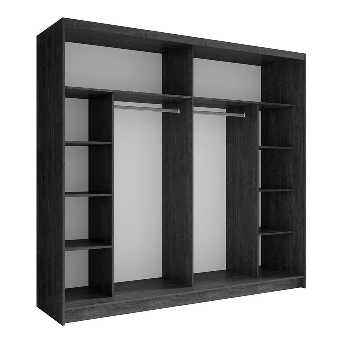 SCHWEBETÜRENSCHRANK Tortona-166 - Schwarz, Holzwerkstoff (230/215/62cm) - Lomado