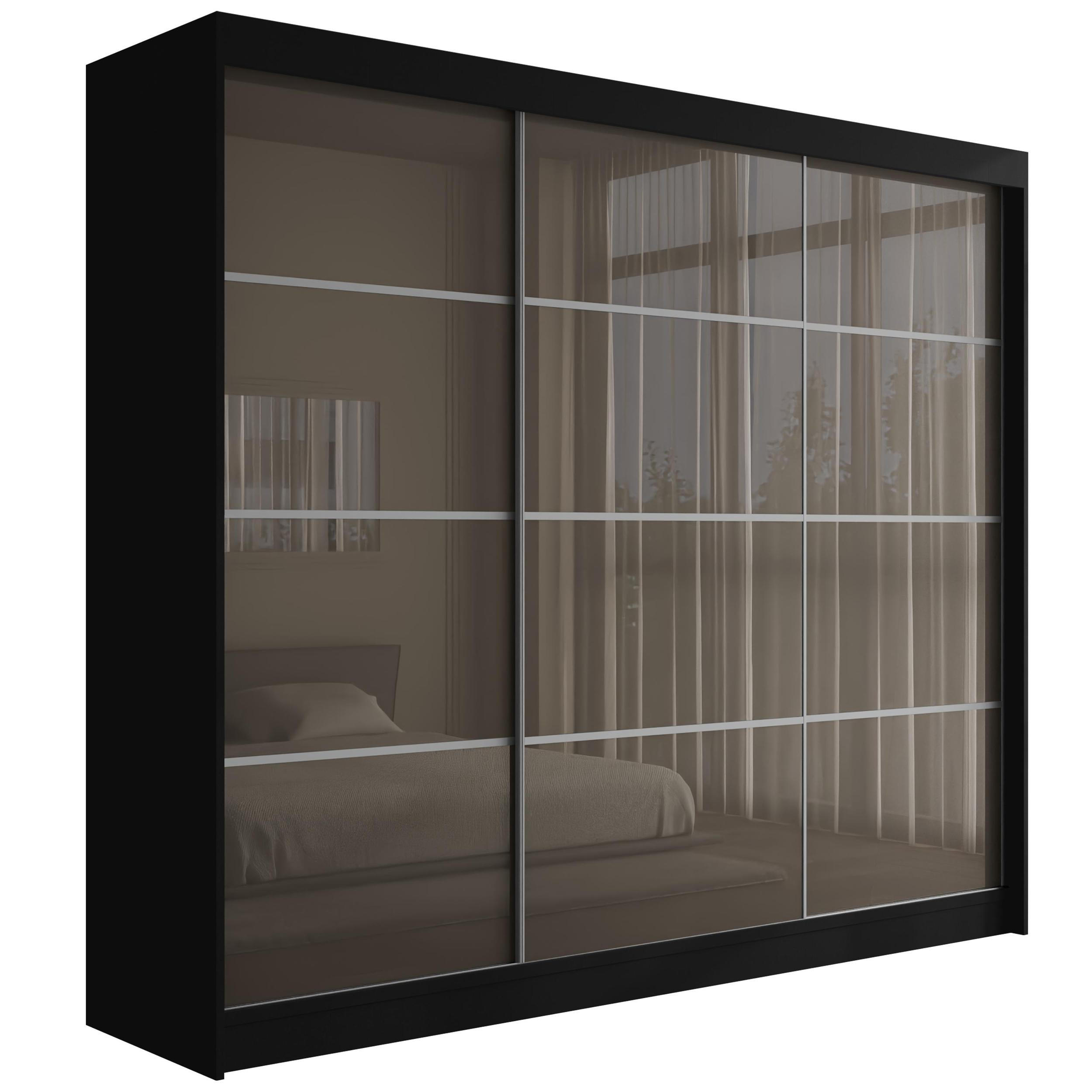 KLEIDERSCHRANK PEKA III - 250 cm - Schwarz|Grau - Schwarz/Grau, Holzwerkstoff (250/215/61cm) - ALTDECOR