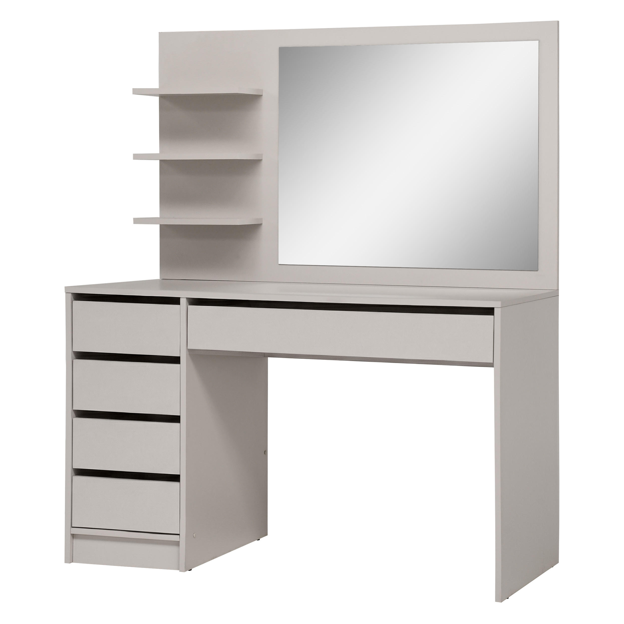 TOALETNÍ stolek Malta s 5 zásuvkami, se zrcadlem, bez úchytek, kašmír - černá/kašmírová, kov/kompozitní dřevo (120/145.5/57cm) - Beautysofa