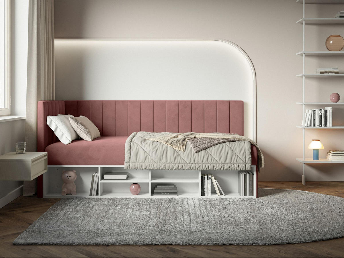 JUGENDBETT Ventrio Rosa Easy-Clean-Samtbezug 90x200 cm - Pink, Kunststoff/Textil (90/200cm) - Selsey