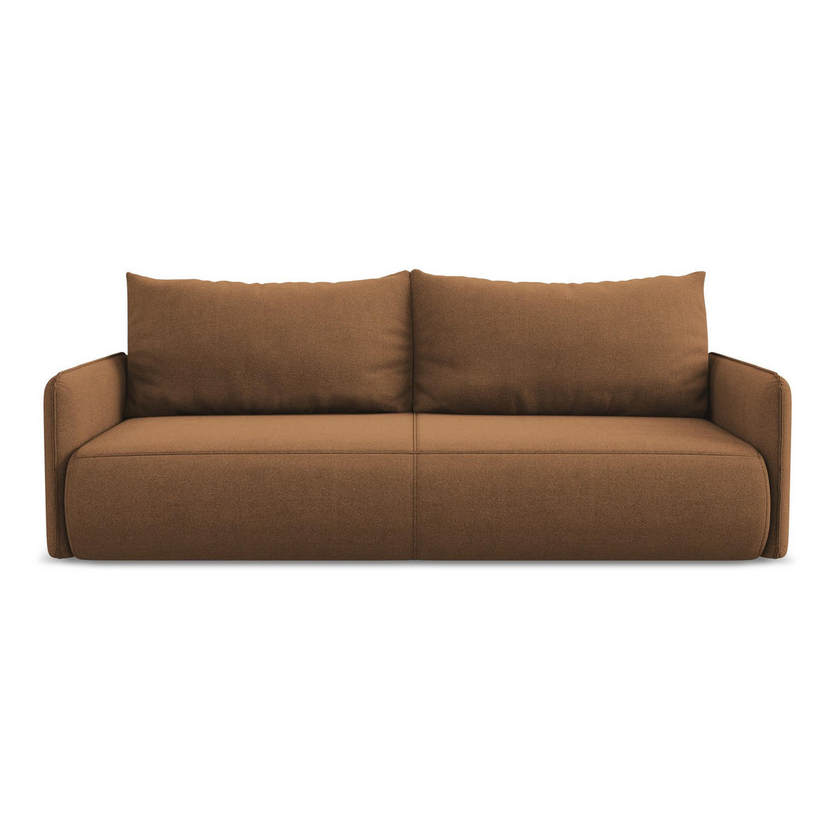 3-SITZER SOFA mit Schlaffunktion Strukturstoff Stoff Orange - Terracotta/Schwarz, Kunststoff/Textil (216/86/105cm) - LaMiaSofa