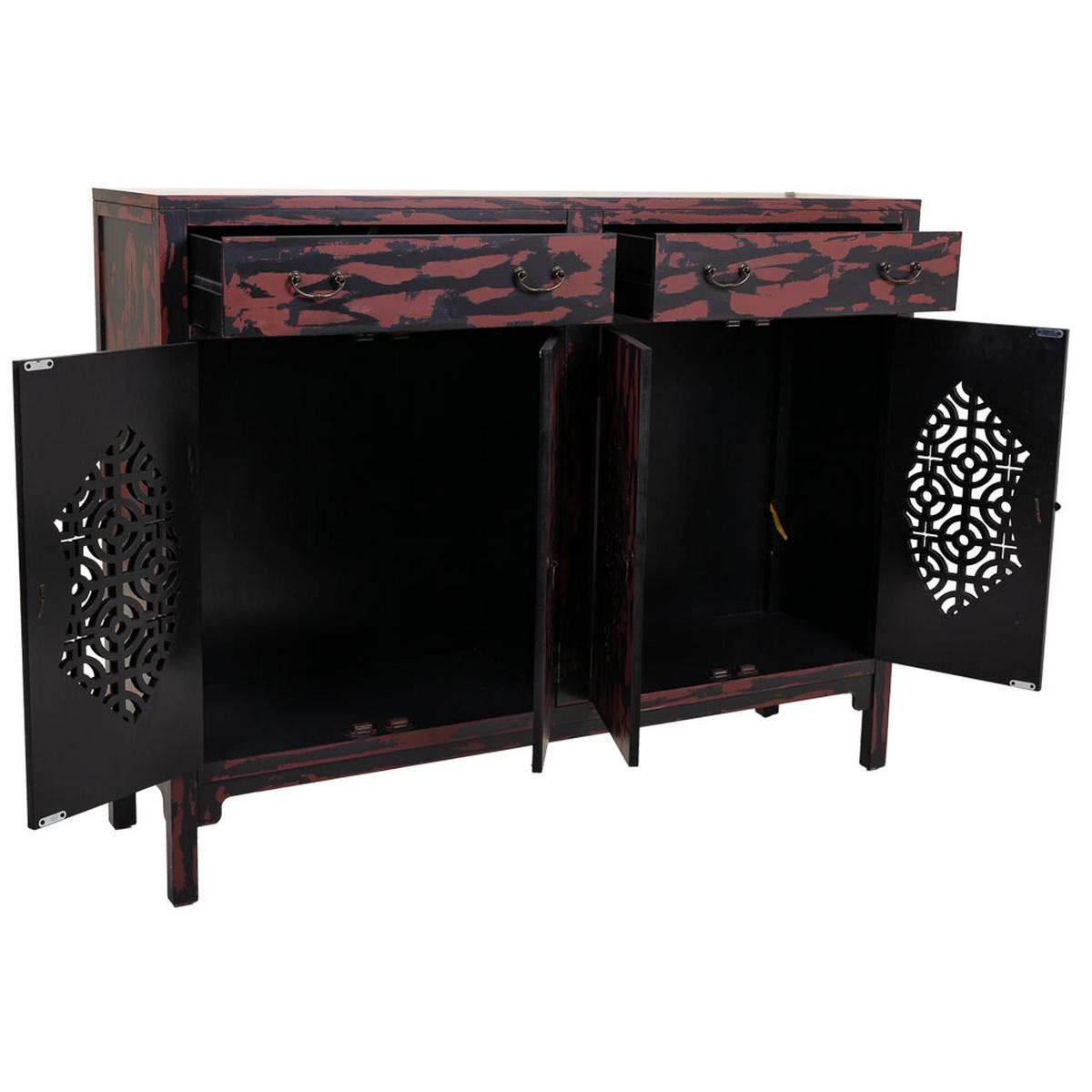 SIDEBOARD aun Holz, Rot, 136x36x106 - Multicolor, Holz (136/106/36cm) - Wanderlust