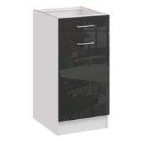 KÜCHENUNTERSCHRANK mit 1 Schublade d40 1sz schwarz glanz - Schwarz Hochglanz, Holzwerkstoff (40/82/44cm) - roe furniture