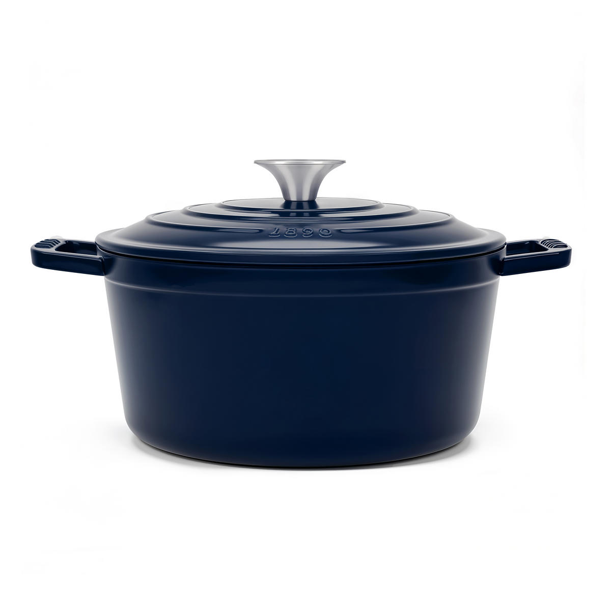 SCHMORTOPF ALMA22 Marineblau, Runder Schmortopf aus emailliertem, Gusseisen 22 cm, Fassungsvermögen 3,3 L - Schwarz, Metall (31.6/27.9/15.8cm) - La Fonderie 1890