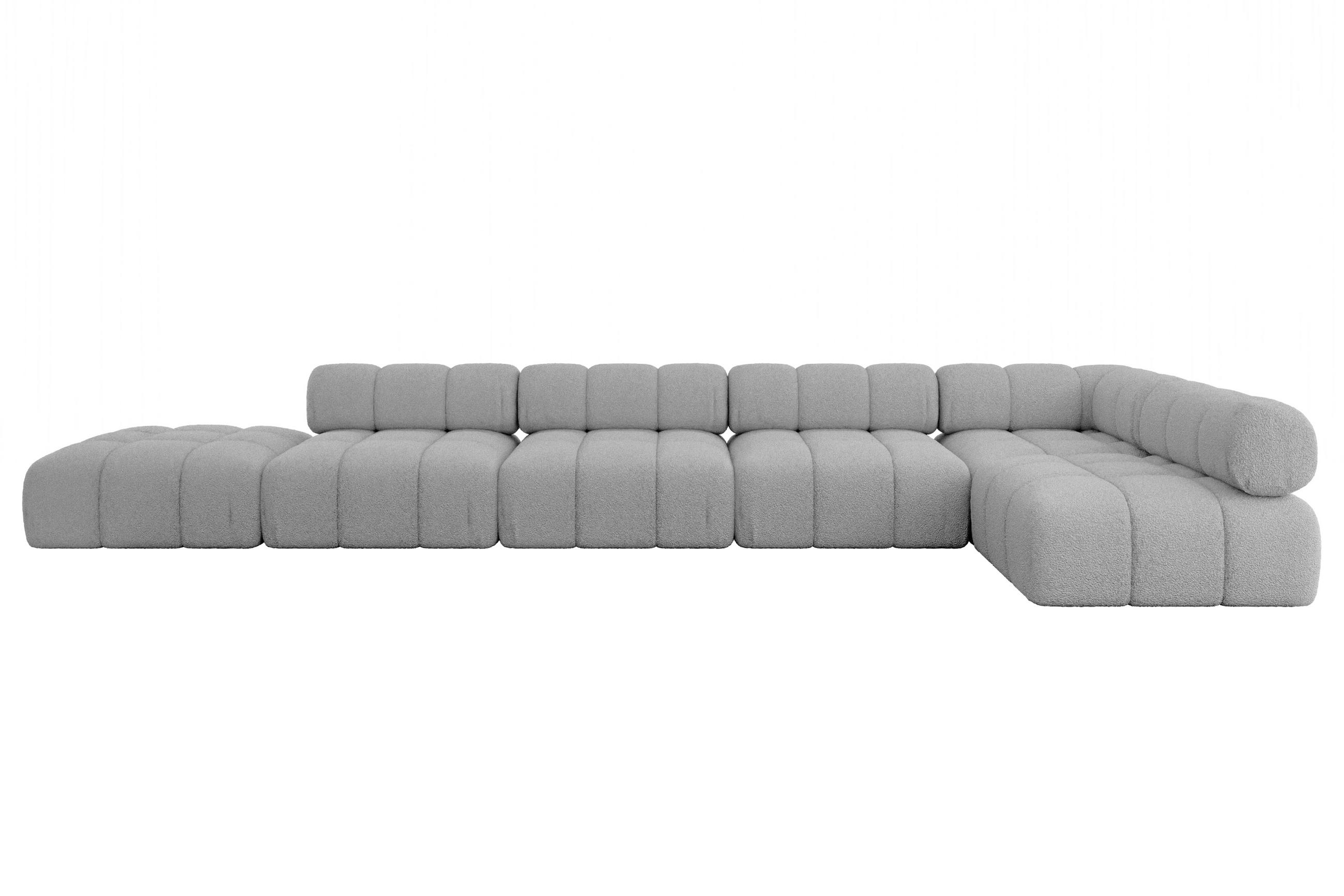 ECKSOFA modulares Sofa Favio-L3 - 475x190x70 cm Hellgrau Bouclé - Hellgrau, Holzwerkstoff/Textil (475/190cm) - ALTDECOR