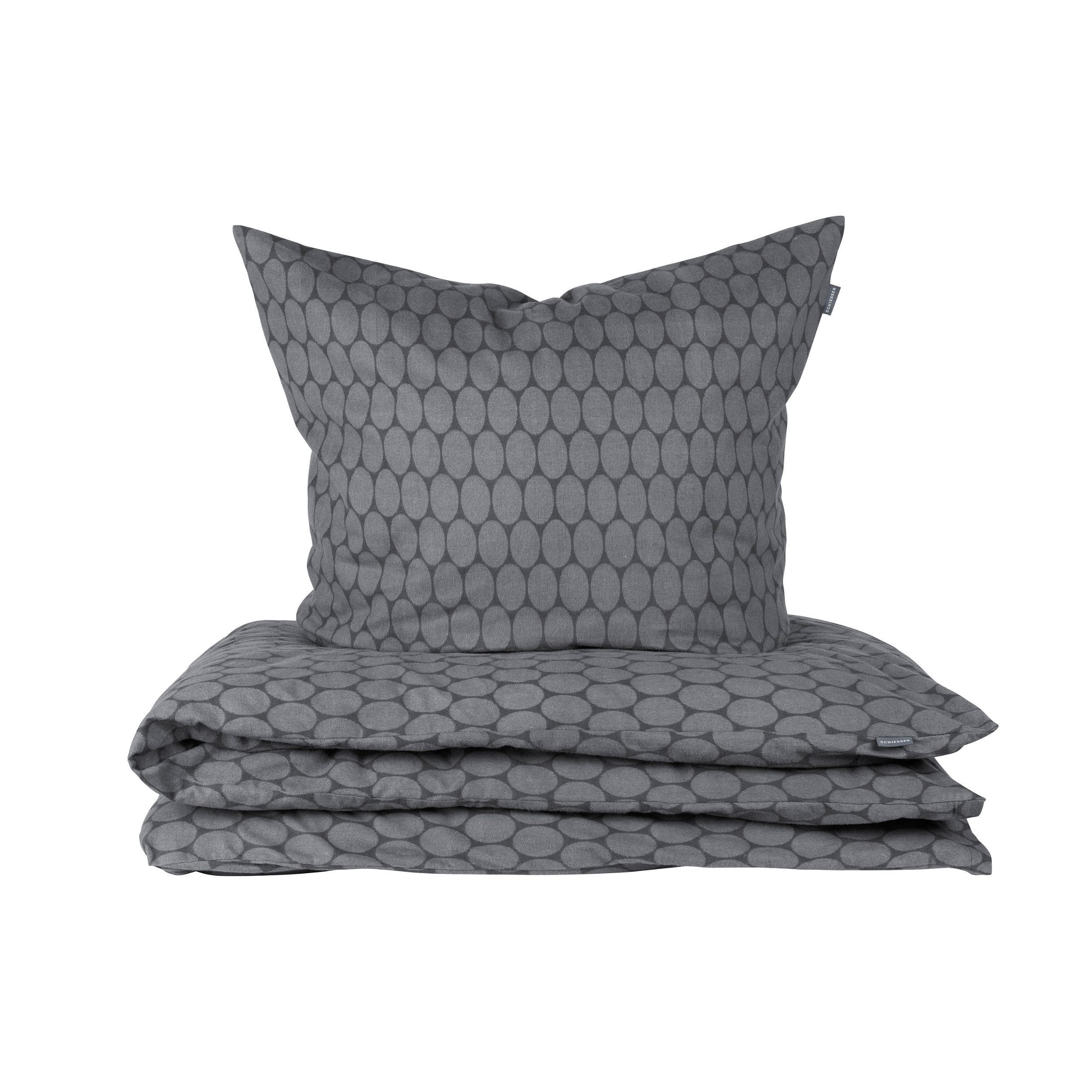 BETTWÄSCHESET Drops - Feinbiber - 2-teilig - 135x200 cm - Grau - Grau, Textil (135/200cm) - SCHIESSER