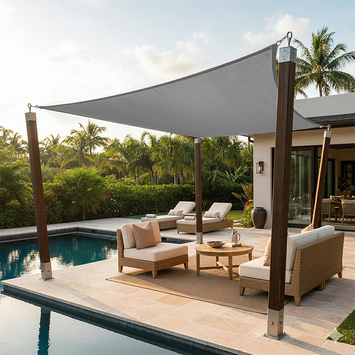 SLNEČNÉ plátno - antracitová, kov/plast (400/400cm) - Relaxdays