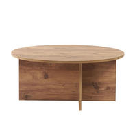 KONFERENČNÍ stolek se zaoblenou deskou, délka 90 cm - SOLEIL - béžová, kompozitní dřevo (90/90/40cm) - Calicosy
