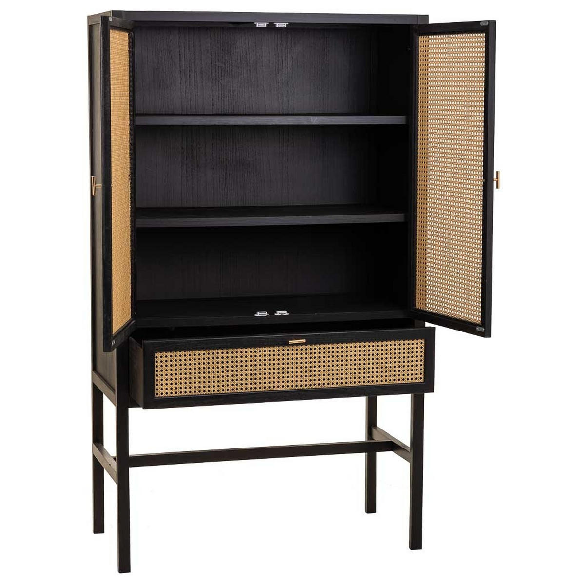 HIGHBOARD aus Holz und Netz, Schwarz, 97x47x167 cm - Schwarz, Holz (97/167/47cm) - Wanderlust