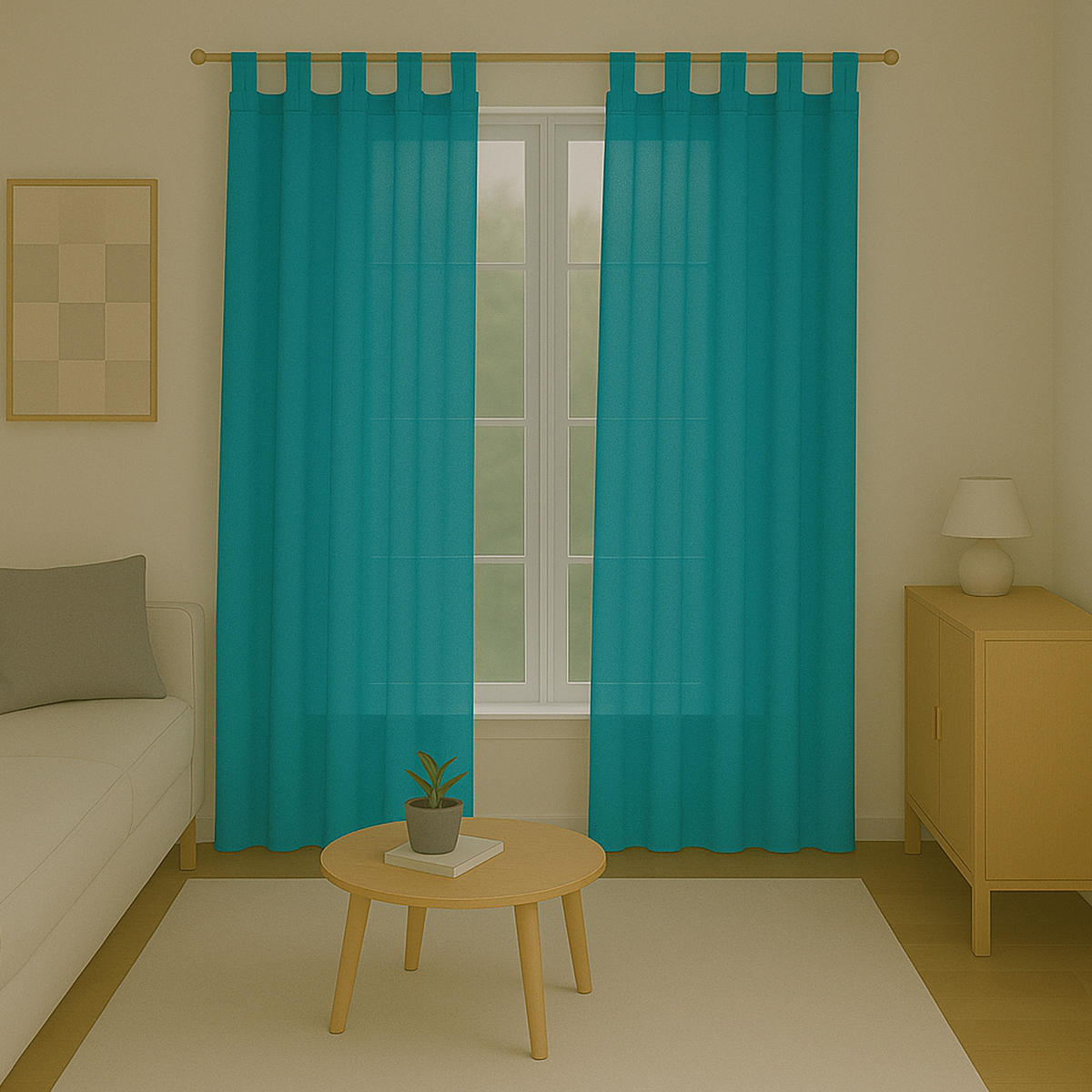 SCHLAUFENSCHAL blickdicht 140x225 cm Türkis 2er-Pack - Türkis, Textil (140/225cm)