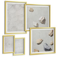 BILDER SET 5er Set - 50x50 cm & 20x30 cm & 40x60 cm Goldrahmen - Geometrische Pappsteine - Goldfarben, Kunststoff (40/60cm) - TULUP