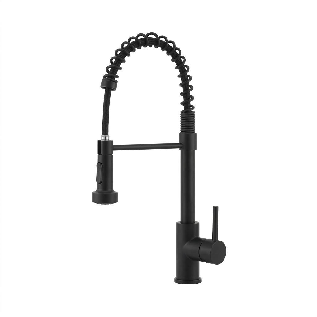 BADEZIMMERARMATUR mit 70 cm langem flexiblem Schlauch, 400 x 240 mm, schwarz. - Schwarz, Metall (42/7/24cm) - Vallsero
