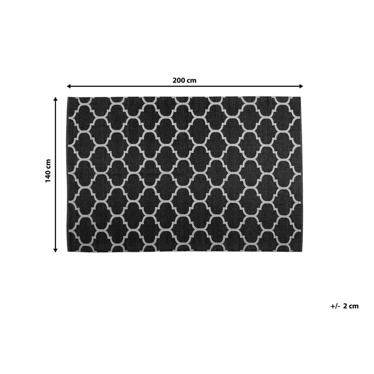 KURZFLOR-OUTDOOR-TEPPICH Aladana 200/140 cm - Schwarz, Kunststoff (140/200cm) - Beliani