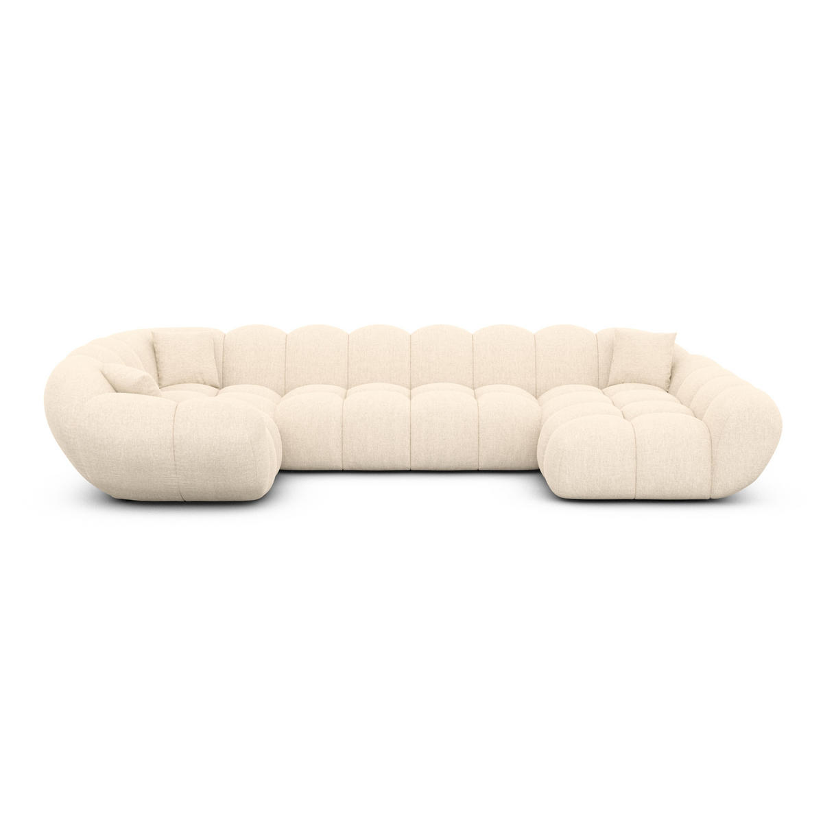 WOHNLANDSCHAFT Liva Creme Strukturstoff U-Form XL Rechts - Creme, Textil (193/70/323cm) - VAROYAL