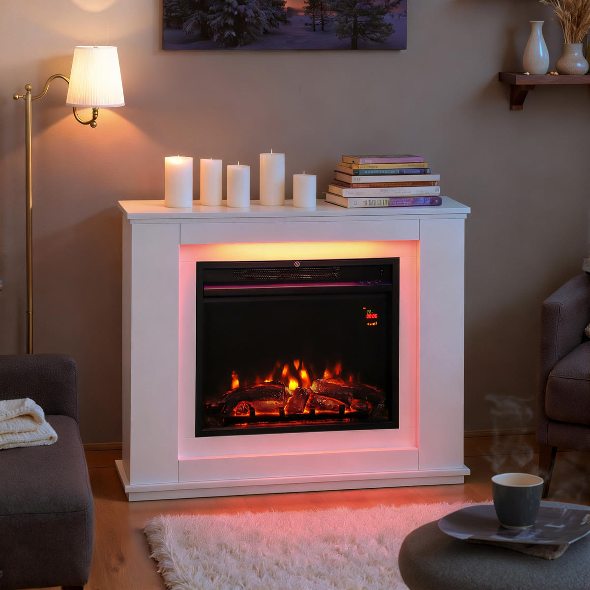 ELEKTROKAMIN MDF Stahl Weiß - Weiß, Holzwerkstoff (25/80/98cm) - HOMCOM