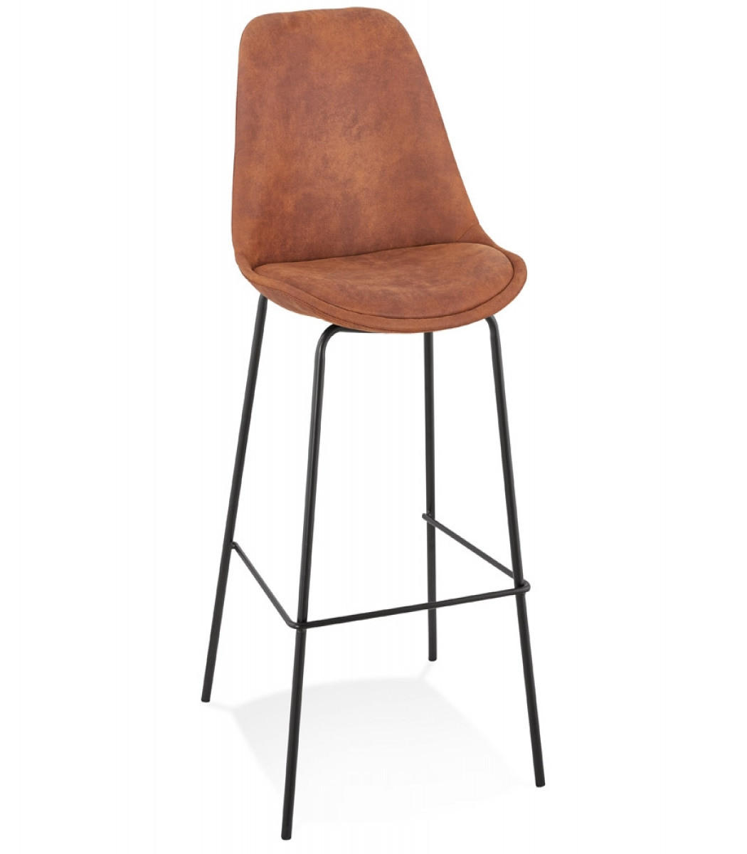 BARHOCKER Mikrofaser Sitz mit Metallgestell TAO, Braun 45x49x115 cm - Schwarz/Braun, Textil/Metall (45/115/49cm) - KADIMA DESIGN