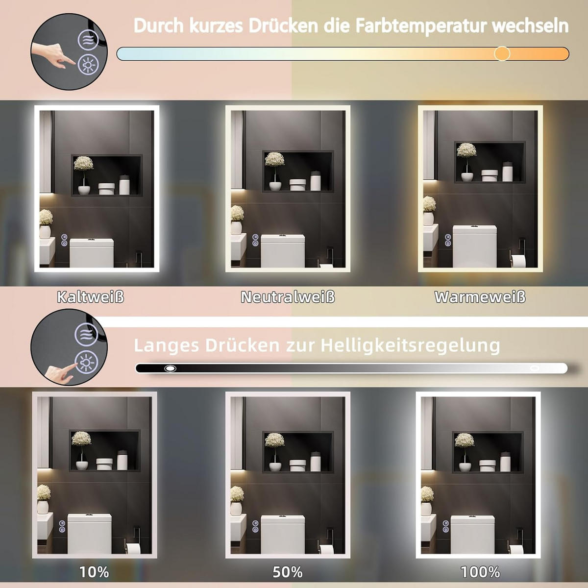 BADSPIEGEL Hydris 60.0/2.9/80.0 cm - Weiß, Glas (60/2.9/80cm) - ZMH