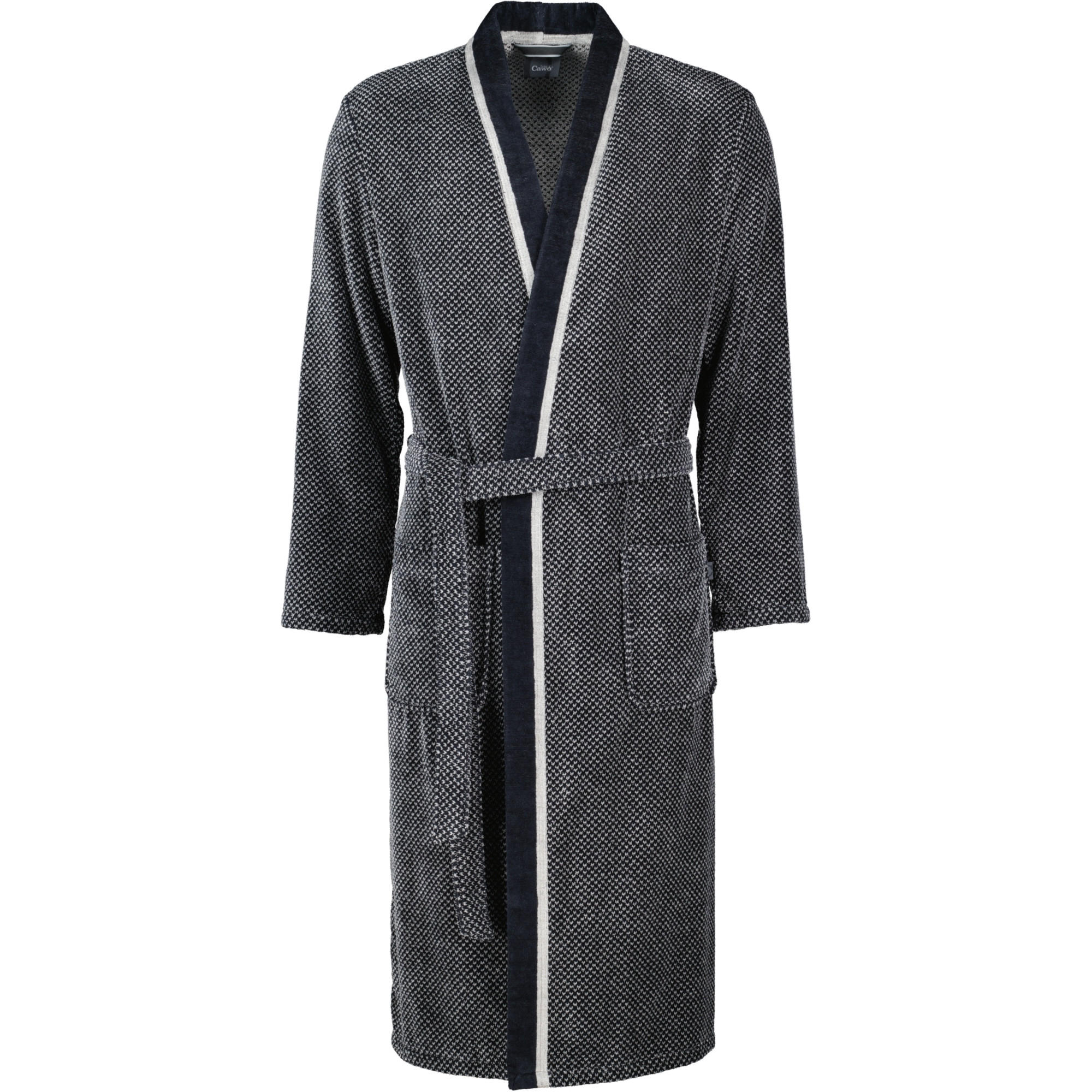 BADEMANTEL HERREN KIMONO 4839 SILBER-SCHWARZ - 79 - Grau, Textil (XLnull) - Cawoe