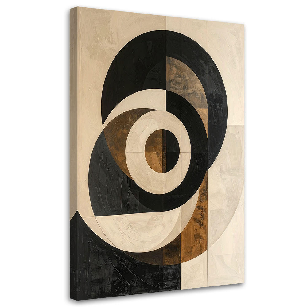 WANDBILD, Geometrische Spirale in Schwarz Beige und Grau - Beige, Textil (80/120cm) - Feeby