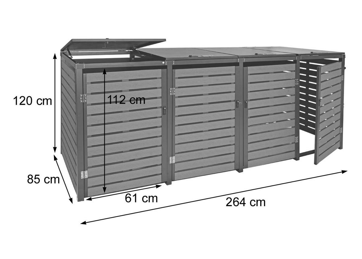 MÜLLTONNENVERKLEIDUNG 4ER Anthrazit - Anthrazit, Metall (264/120/85cm) - MCW