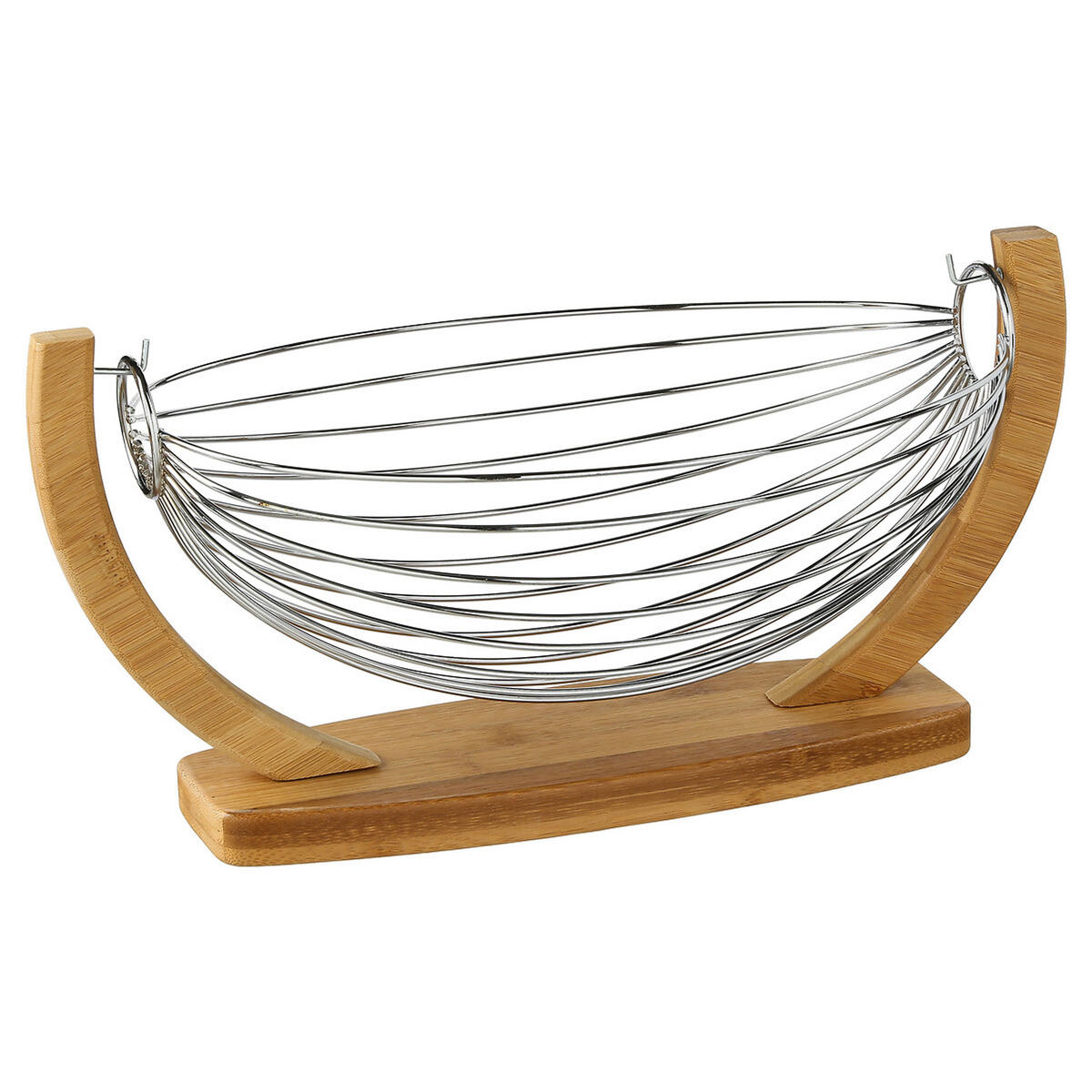 OBSTKORB mit Schaukelaufhängung, Bambus, Metall, 36 x 21 cm - Silberfarben, Holz (21cm) - 5five Simply Smart