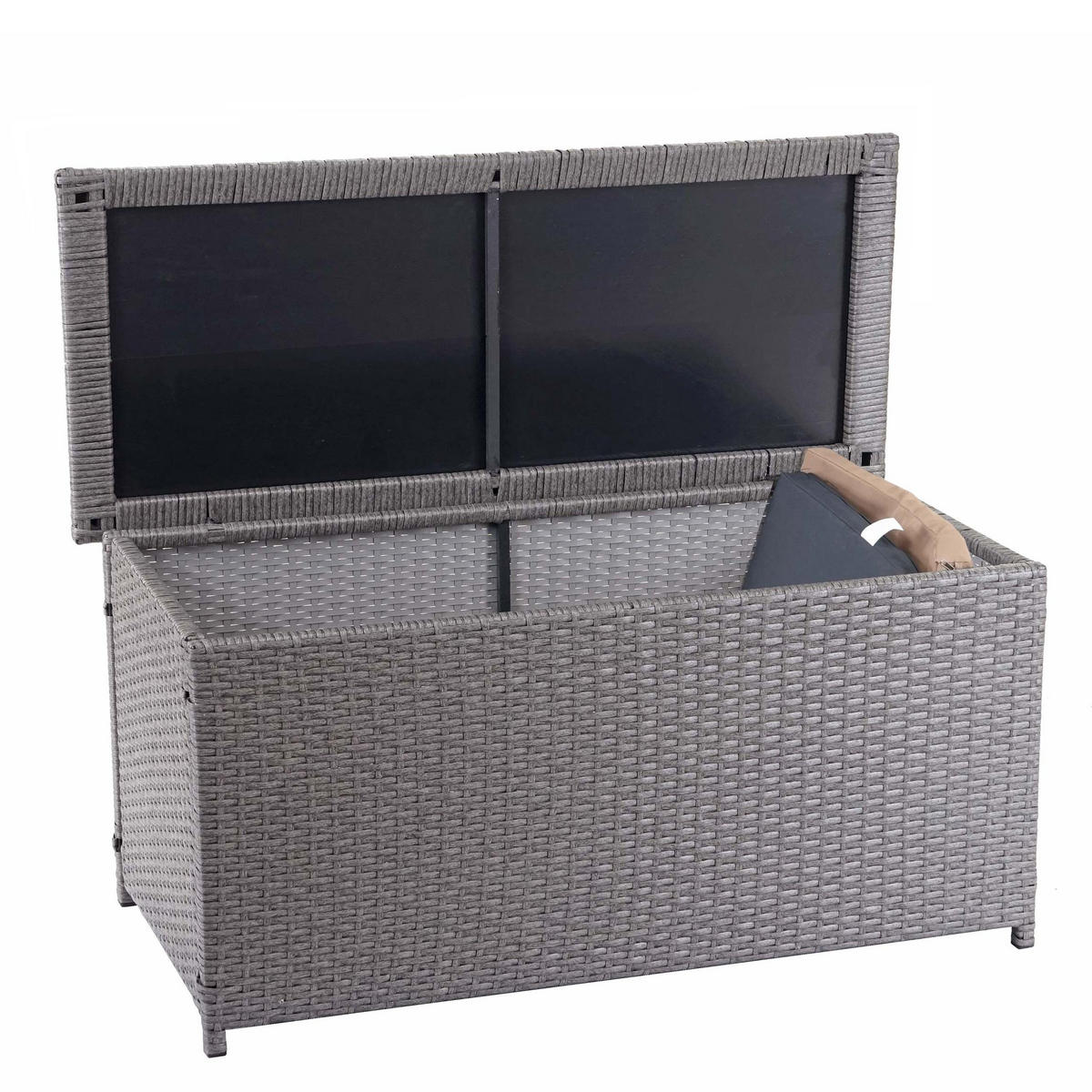 KISSENBOX aus Poly-Rattan HxBxT 63x135x52cm Basic grau 320L - Grau, Kunststoff (135/63/52cm) - PROREGAL